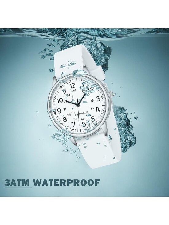Women\'s All White Analog Quartz Solid Silicone Band Read Dial Nurse Wrist Watch